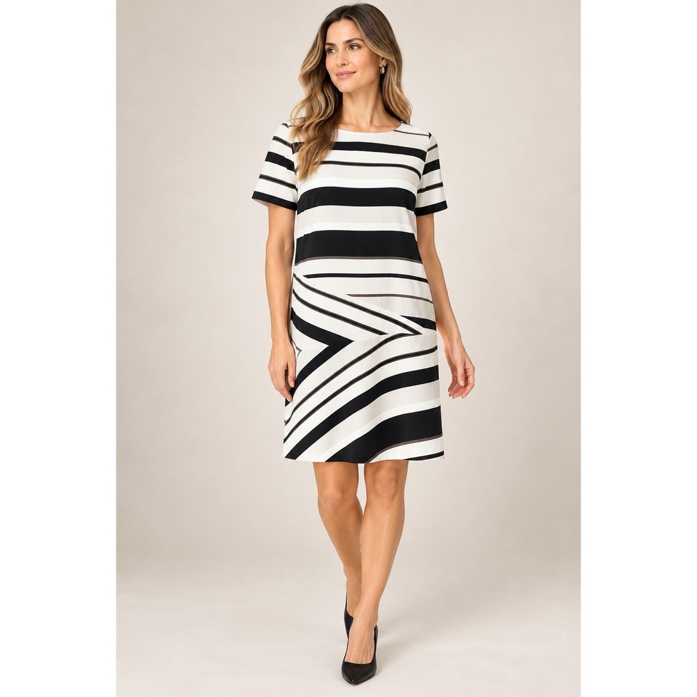Lafayette 148 New York Greta Legacy Stripe Dress M Black White $598
